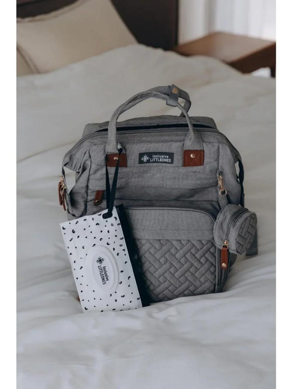 Multifunctional Diaper Bag with Changing Station, Stroller Straps & Pacifier